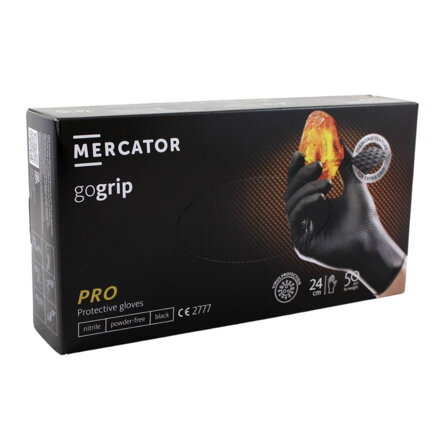 Nitrilové ochranné rukavice čierne Mercator gogrip–XL 50ks