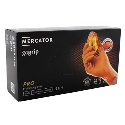 Nitrilové ochranné rukavice oranžové Mercator gogrip–L 50ks