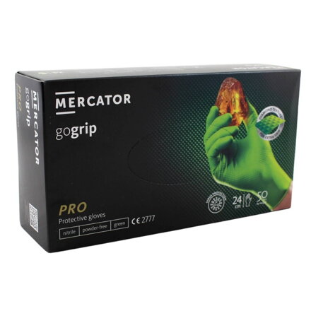 Nitrilové ochranné rukavice zelené Mercator gogrip–M 50ks